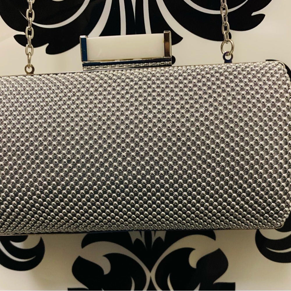 Jessica McClintock Silver Beaded Sm Purse Wedding